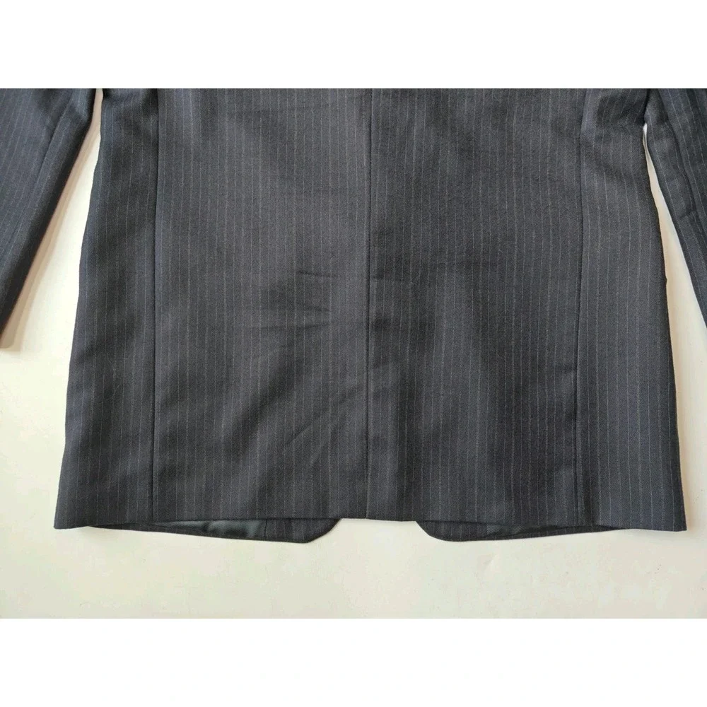 Oscar De La Renta 42L Midnight Blue Stripe Wool Blazer 2 Button Sport Coat H804